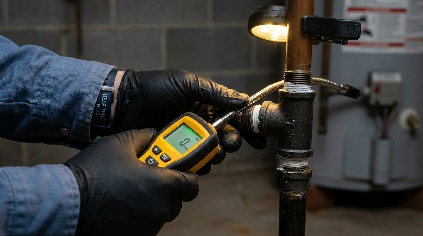 Gas leak detection with electronic sniffer by Johns Plumbing LLC in Halifax